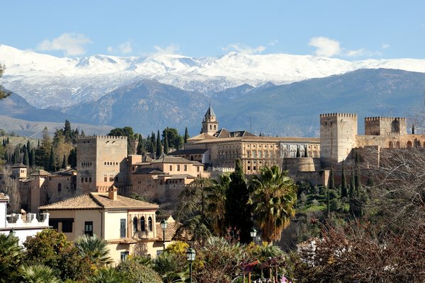 Granada, view from Alhambra to Sierra Nevada